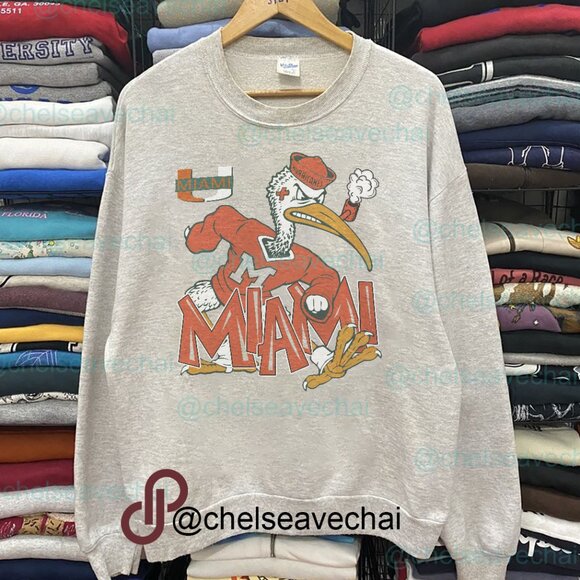 Vintage 90s Miami Hurricanes Sweatshirt, University Of Miami Hurricanes Shirt - Picture 1 of 2